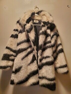 Zebra Faux Fur Large Coat